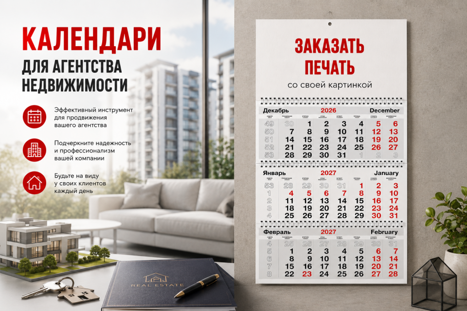 Печать календарей для агентств недвижимости