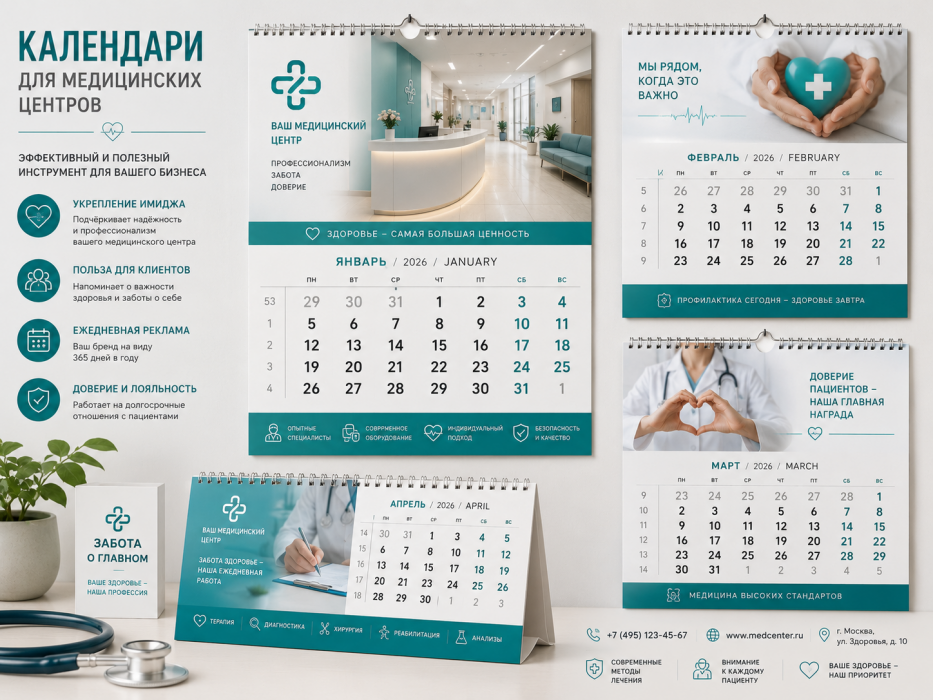 Печать календарей для медицинских центров