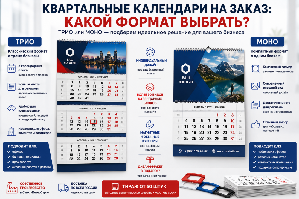 Квартальные календари на заказ: какой формат выбрать